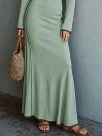 Full Size Contrast Trim Zip-Up Long Sleeve Knit Maxi Dress Plus Size 101002329716993 50 Affordable Fashion Under $100 Jerry's Apparel 