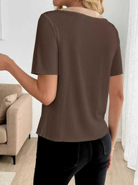 Decor Button Round Neck Short Sleeve Blouse 100100012421763 27 Affordable Fashion Under $100 Jerry's Apparel 