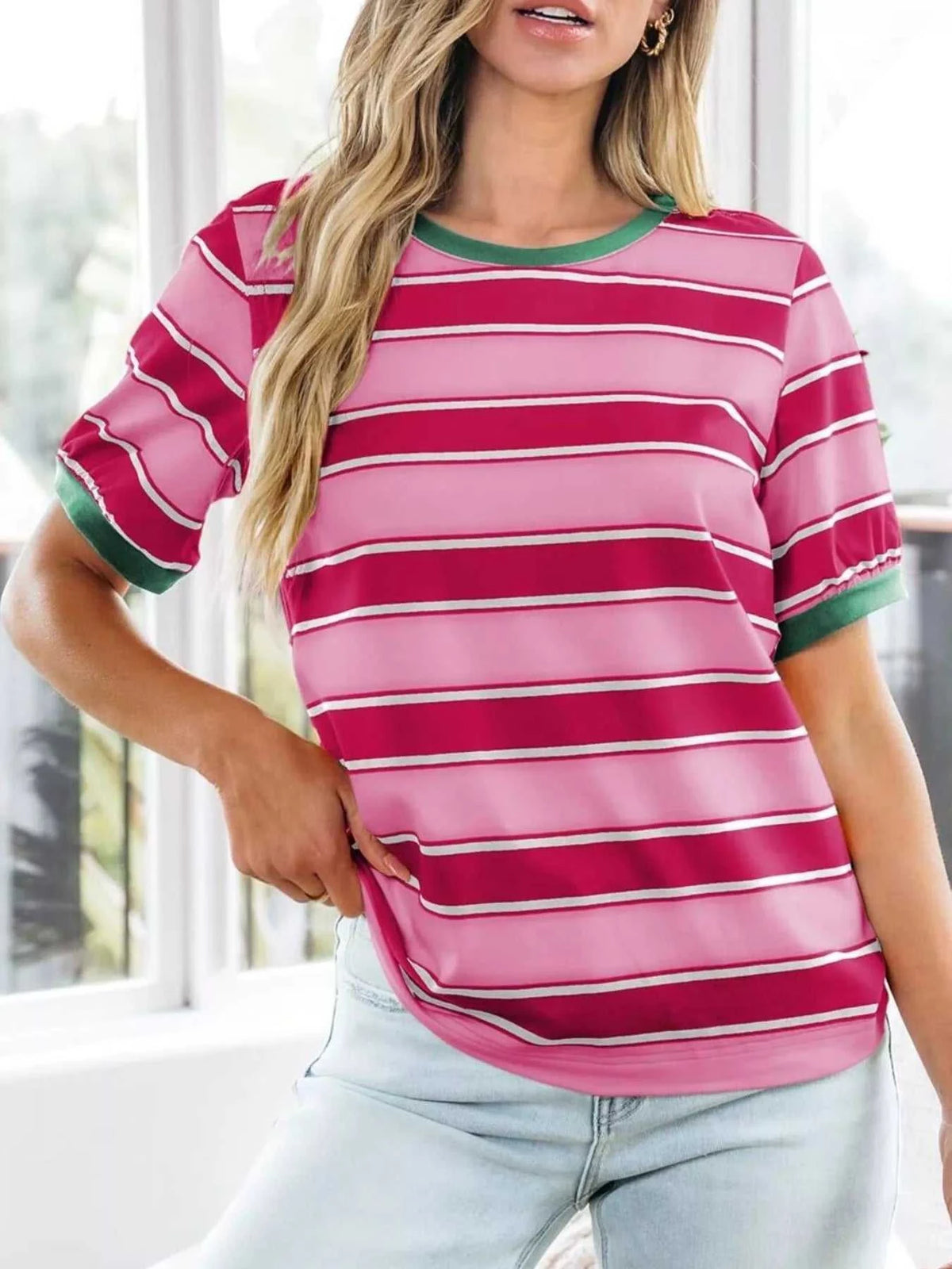 Striped Crew Neck T-Shirt 100100248569322 33 Affordable Fashion Under $100 Jerry's Apparel 