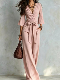 Pleated Wide-Leg Jumpsuit with Tie-Waist 101001893266329 52 Affordable Fashion Under $100 Jerry's Apparel 