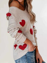Heart Pattern V-Neck Sweater 100100504780005 48 Affordable Fashion Under $100 Jerry's Apparel 