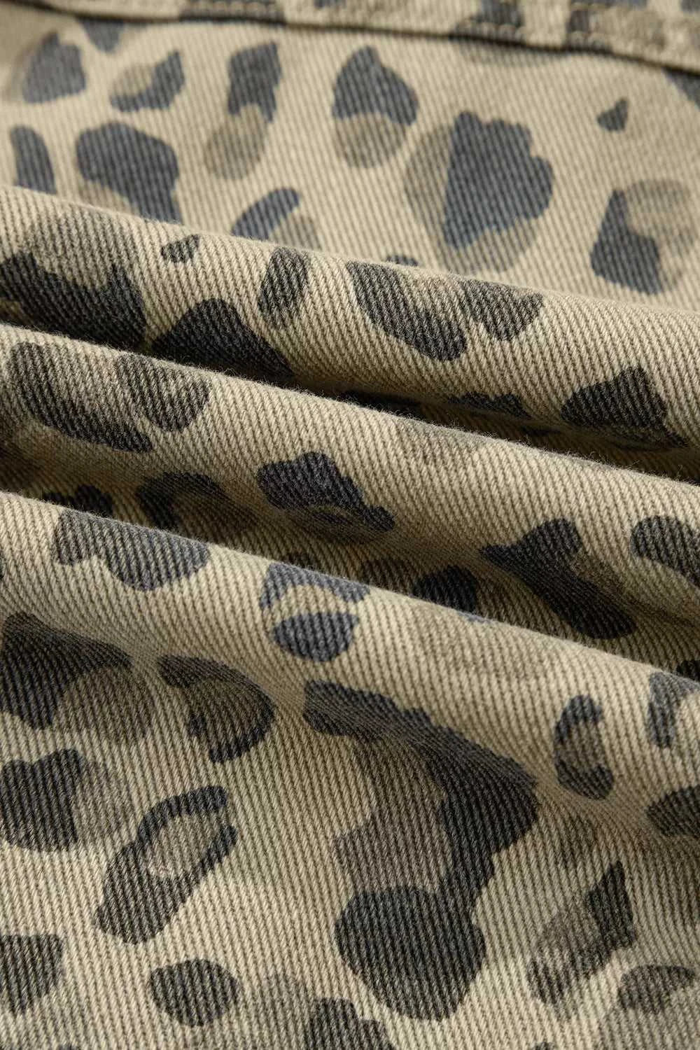 Leopard Print Seam Detail Button Down Denim Jacket 101003575830164 88 Affordable Fashion Under $100 Jerry's Apparel 