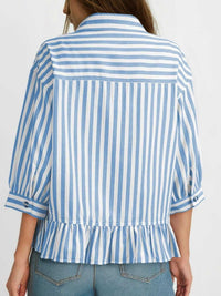Striped Ruffle Hem Button-Down Shirt 100100634757459 44 Affordable Fashion Under $100 Jerry's Apparel 