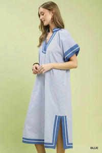 Umgee Pinstripe Contrast Trim Midi Dress 100100401321470 66 Affordable Fashion Under $100 Jerry's Apparel 