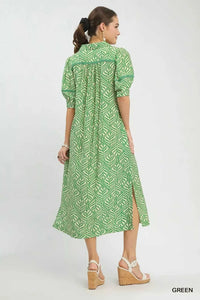 Umgee Printed Puff Sleeve Midi Dress with Pockets 100100164501514 60 Affordable Fashion Under $100 Jerry's Apparel 