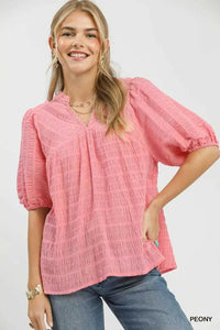 Umgee Textured Puff Sleeve Blouse 100100103951023 49 Affordable Fashion Under $100 Jerry's Apparel 