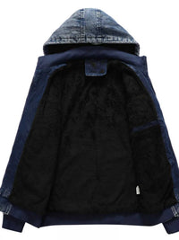 Men's Plus Size Zip Up Hooded Denim Jacket 100400617013607 115 Fashion Forward Plus Size Clothing Jerry's Apparel 
