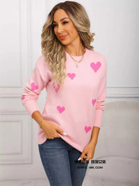Valentine's Day Heart Print Round Neck Sweater 100100226503110 49 Affordable Fashion Under $100 Jerry's Apparel 