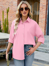 Lovelet Button Up Collared Neck Long Sleeve Shirt