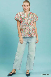 Umgee Floral Puff Sleeve Blouse 100100685491401 51 Affordable Fashion Under $100 Jerry's Apparel 