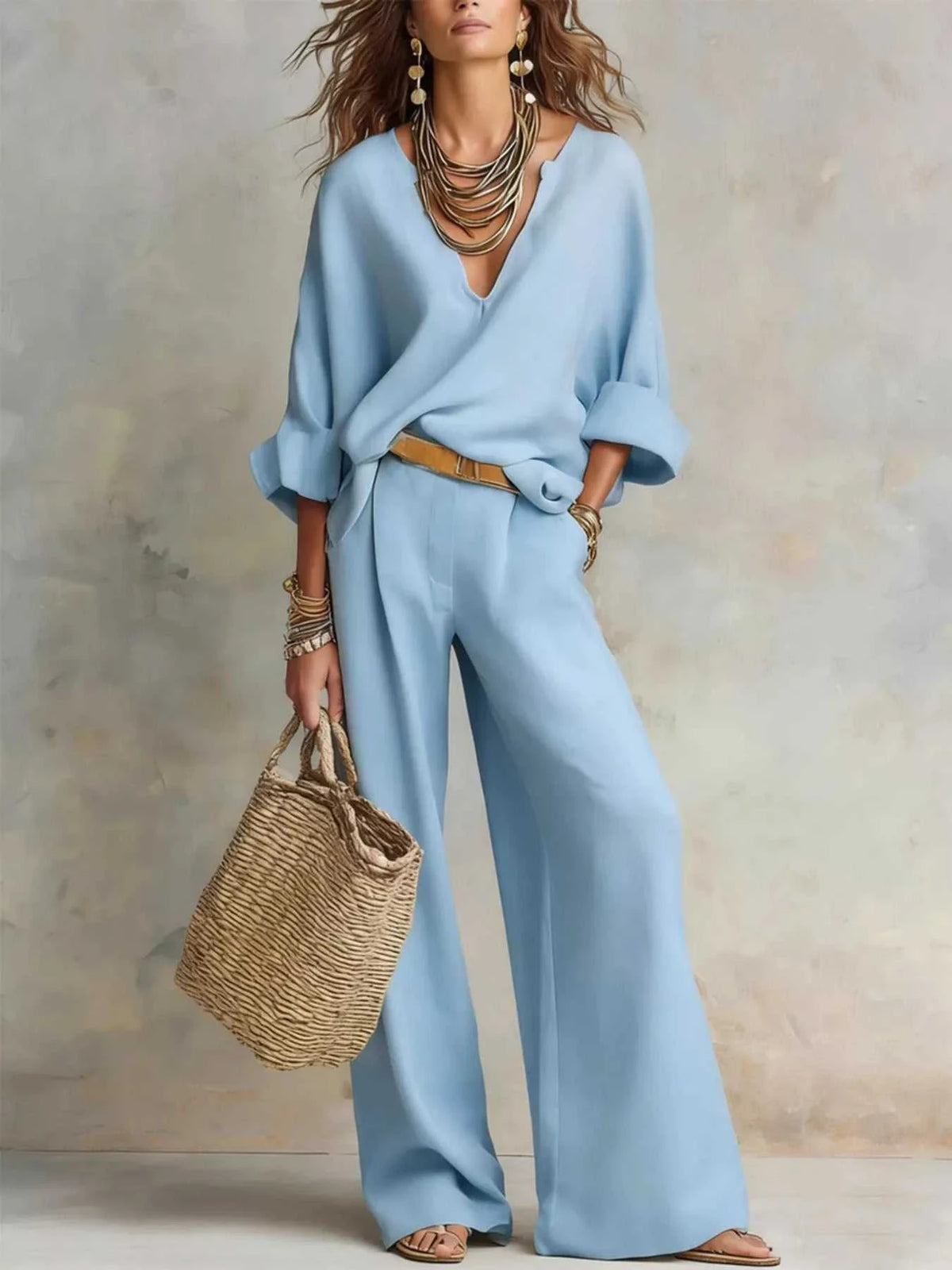 Full Size Loose Fit Top and Wide-Leg Pants Set Plus Size 101001741702129 50 Affordable Fashion Under $100 Jerry's Apparel 
