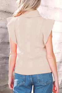 Cable Knit Turtleneck Ruffled Short Sleeve Sweater 101002004961931 44 Affordable Fashion Under $100 Jerry's Apparel 