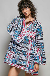 POL Striped Floral Long Sleeve Mini Dress with Pintuck Detail 100100459401126 52 Affordable Fashion Under $100 Jerry's Apparel 