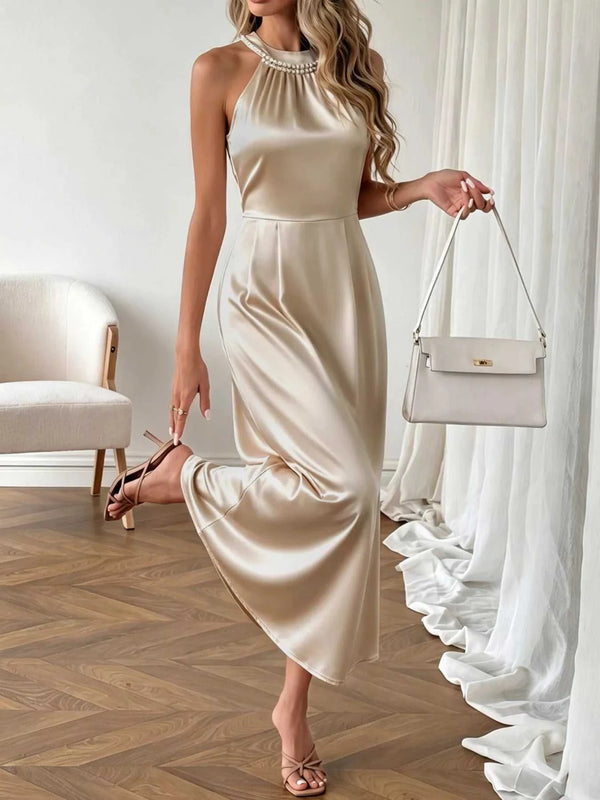 Pearl Halter Satin Midi Dress 100100775646094 37 Affordable Fashion Under $100 Jerry's Apparel 