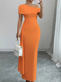 One-Shoulder Ruched Maxi Dress 100100331278451 36 Seasonal Fashion Collections Jerry's Apparel 
