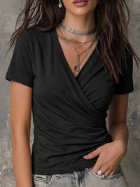 Full Size Surplice Short Sleeve T-Shirt Plus Size 100100306363685 24 Affordable Fashion Under $100 Jerry's Apparel 