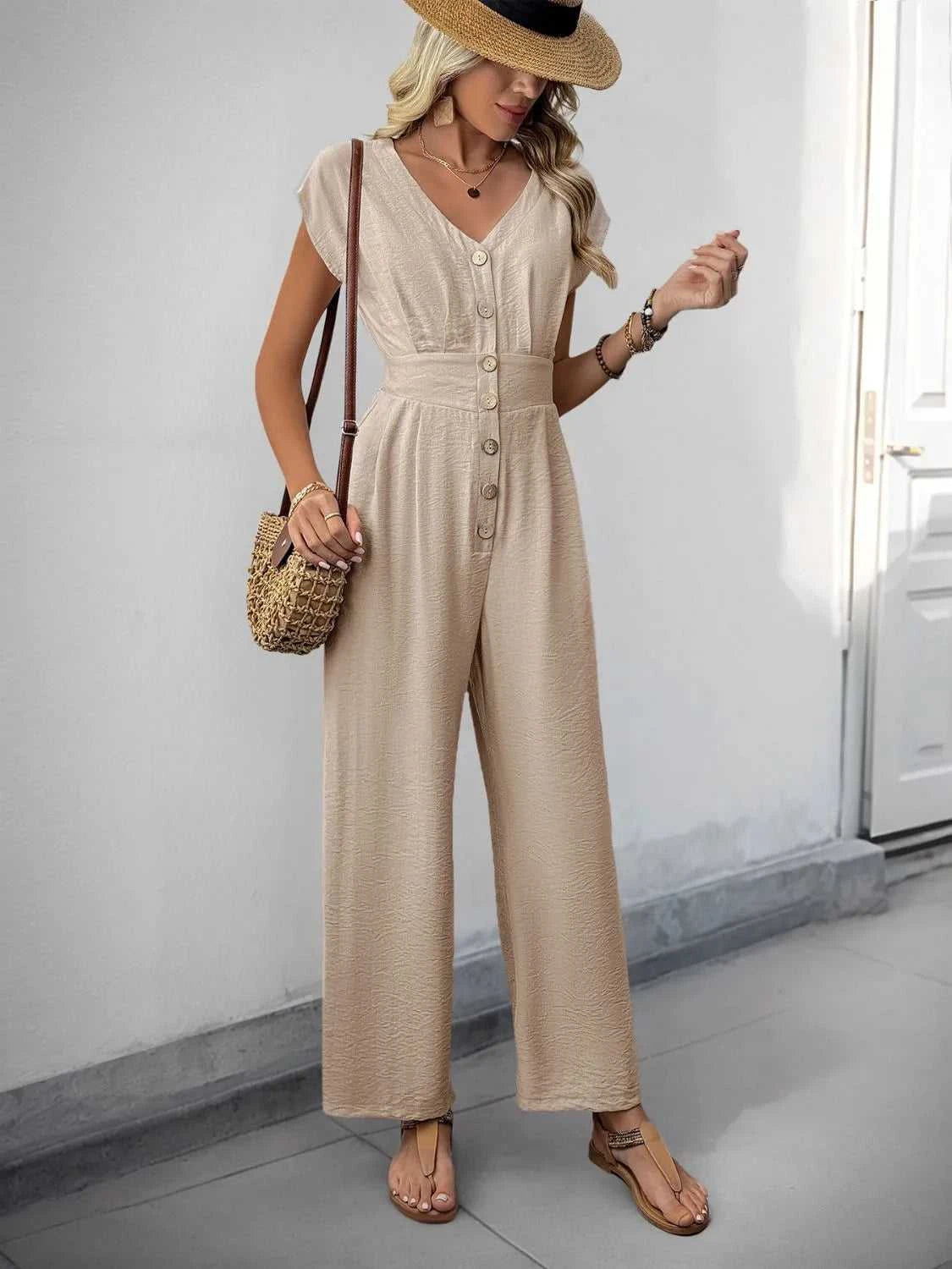 V-Neck Wide Leg Jumpsuit 100100018701016 32 Affordable Fashion Under $100 Jerry's Apparel 
