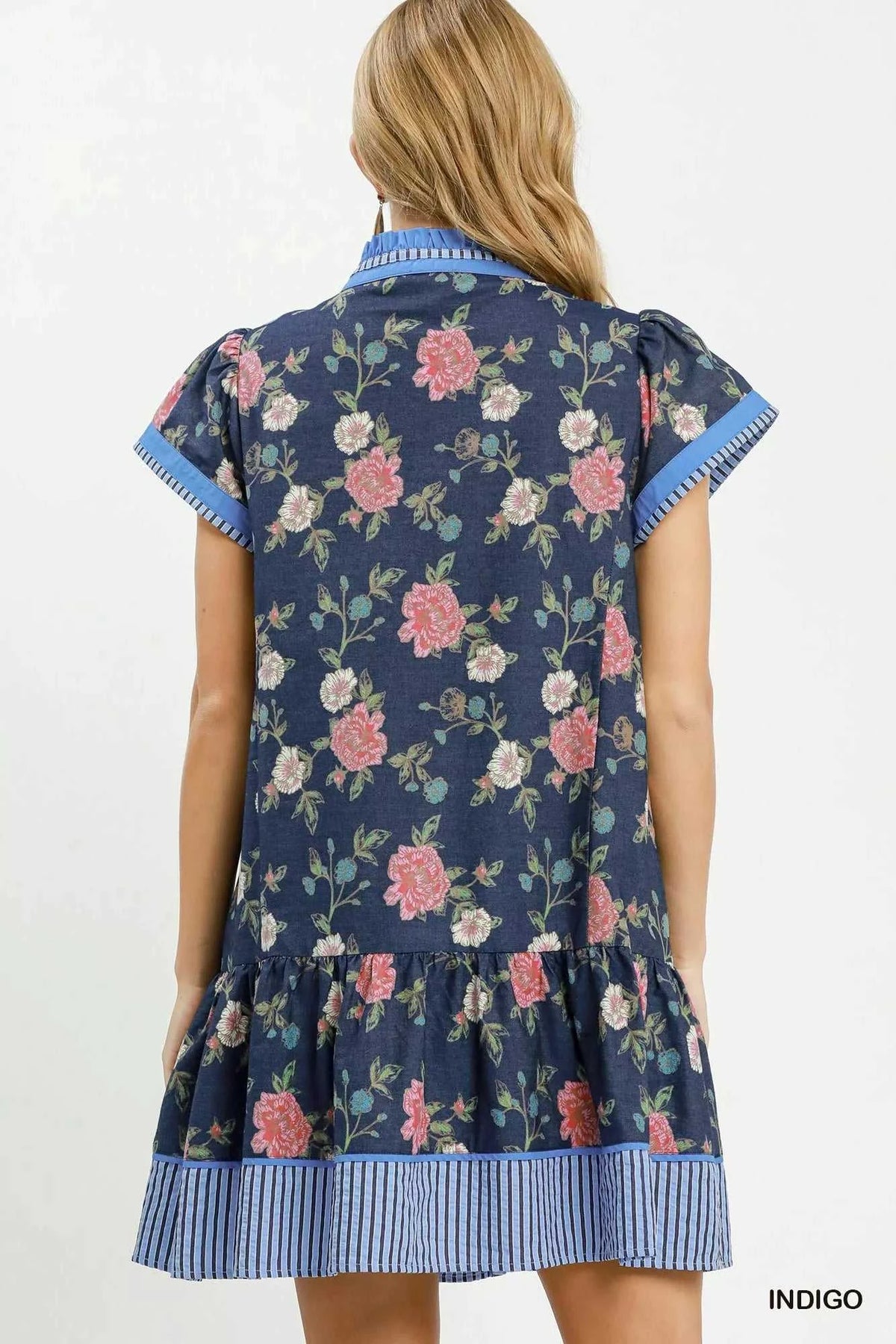 Umgee Floral Contrast Trim Ruffle Hem Mini Dress 100100092951620 66 Affordable Fashion Under $100 Jerry's Apparel 