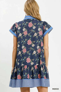 Umgee Floral Contrast Trim Ruffle Hem Mini Dress 100100092951620 66 Affordable Fashion Under $100 Jerry's Apparel 