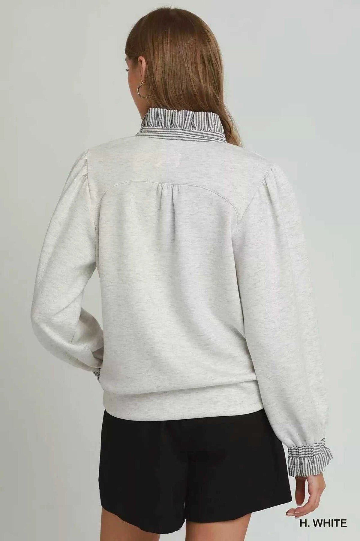 Umgee Stripe Ruffle Neck Long Sleeve Top 100100509861796 49 Affordable Fashion Under $100 Jerry's Apparel 
