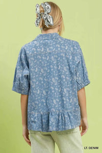 Umgee Paisley Print Chambray Top 100100431981681 57 Affordable Fashion Under $100 Jerry's Apparel 