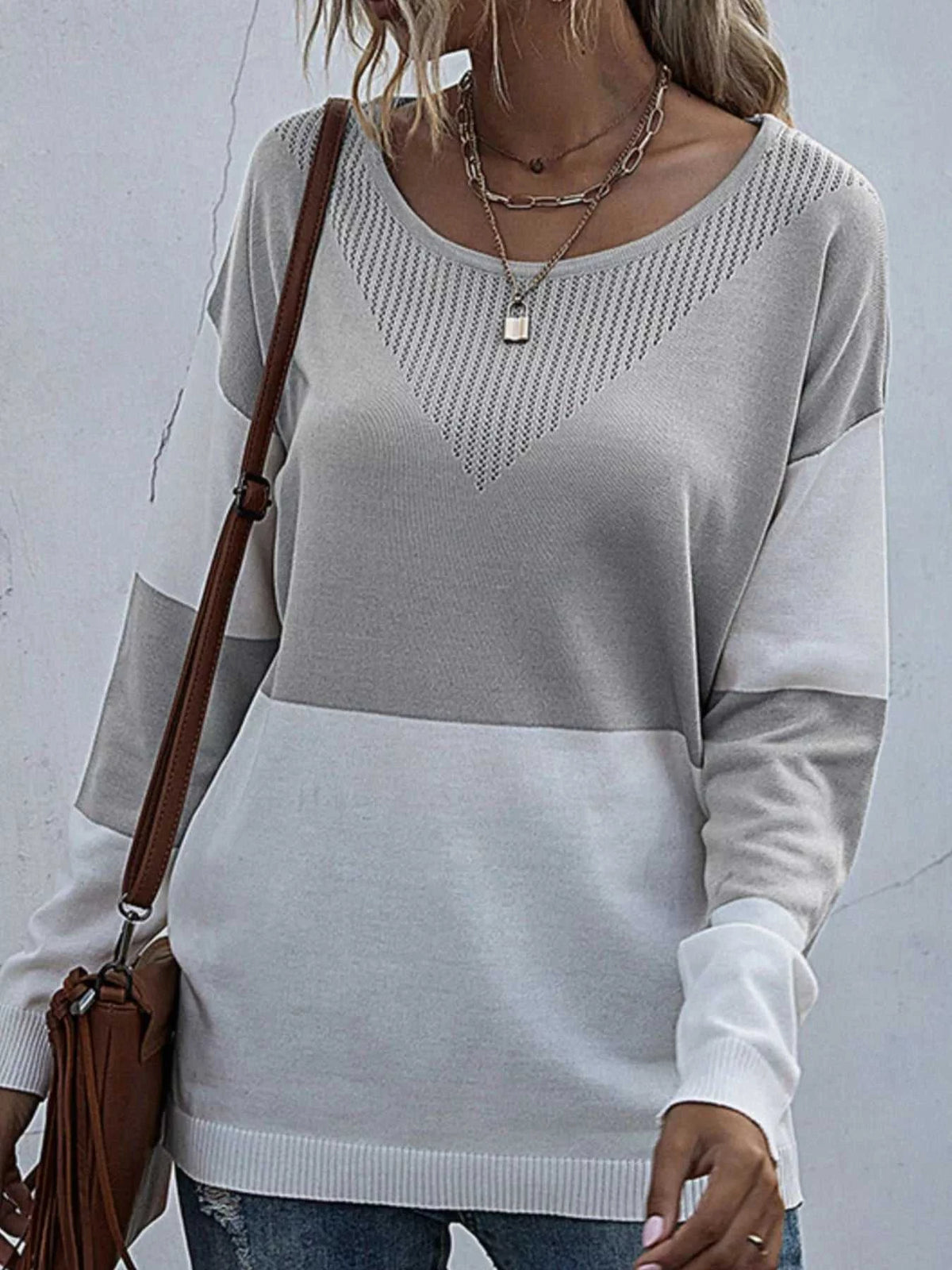 Color Block Round Neck Sweater 100100976966753 26 Affordable Fashion Under $100 Jerry's Apparel 