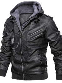 Men's Full Size Hooded Faux Leather Moto Jacket Plus Size 100400161564305 96 Affordable Fashion Under $100 Jerry's Apparel 