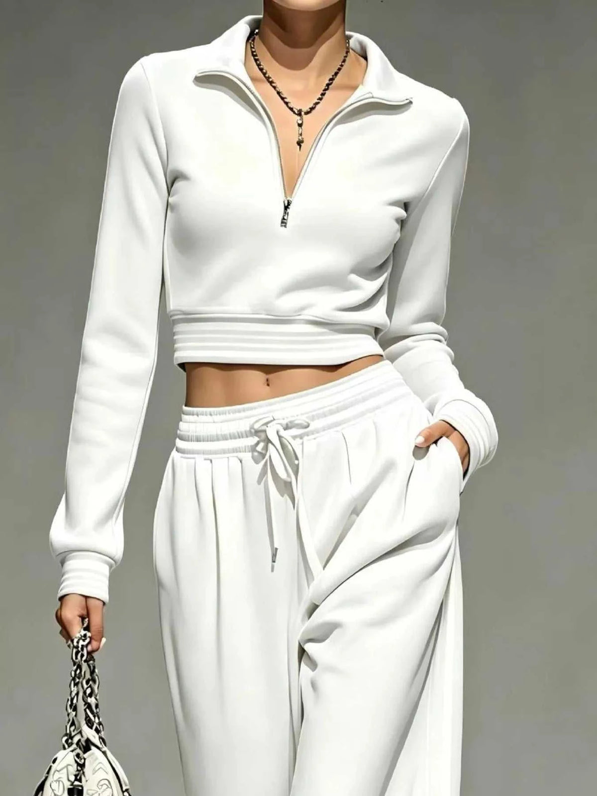 Full Size Half Zip Cropped Top and Pants Set Plus Size 101001454069686 52 Affordable Fashion Under $100 Jerry's Apparel 