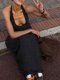 Polka Dot Halter Neck Maxi Dress 100100512447789 43 Affordable Fashion Under $100 Jerry's Apparel 