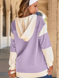 Waffle Contrast Knit Color Block Patchwork Button Front Oversize Hoodie 100100681856714 64 Affordable Fashion Under $100 Jerry's Apparel 