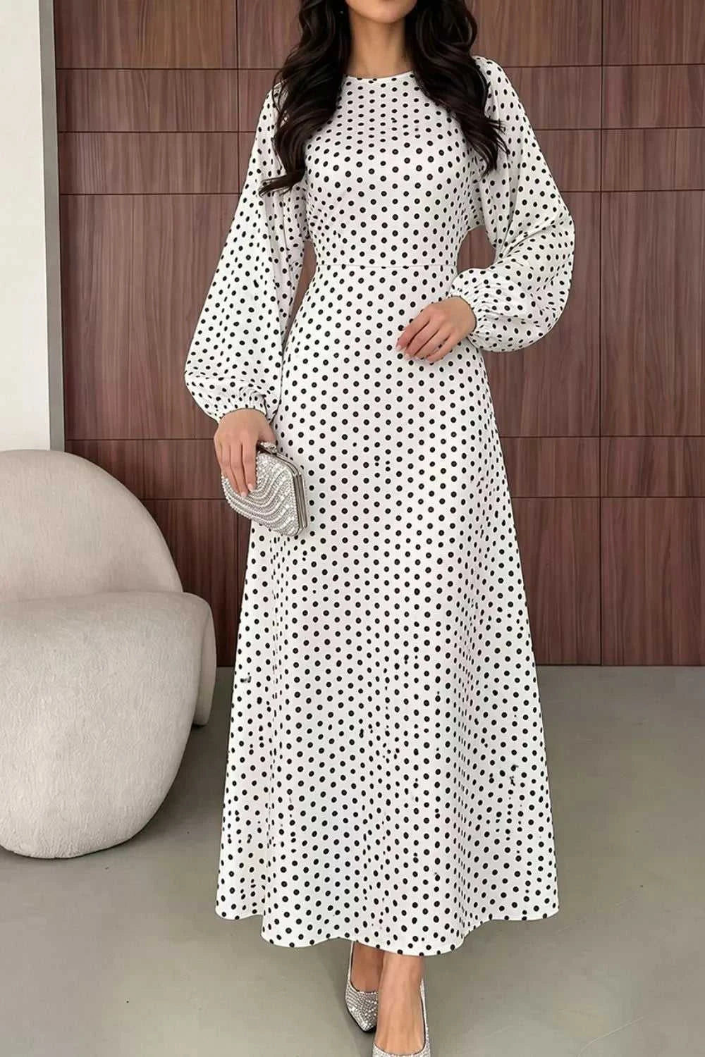 Polka Dot Long Sleeve Maxi Dress 101001469171625 35 Affordable Fashion Under $100 Jerry's Apparel 