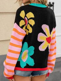 Floral Striped Crew Neck Sweater 100100282505269 51 Affordable Fashion Under $100 Jerry's Apparel 