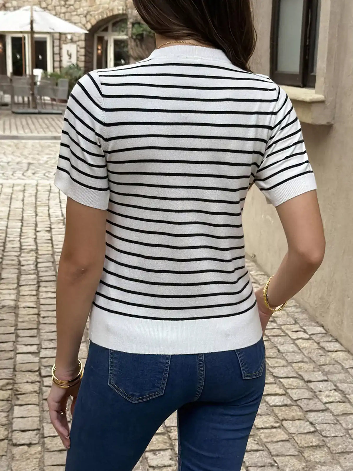 Striped Short-Sleeve Knit Top 101002443326699 45 Affordable Fashion Under $100 Jerry's Apparel 