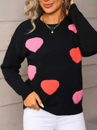Valentine's Day Heart Pattern Long Sleeve Sweater 100100068468920 49 Affordable Fashion Under $100 Jerry's Apparel 