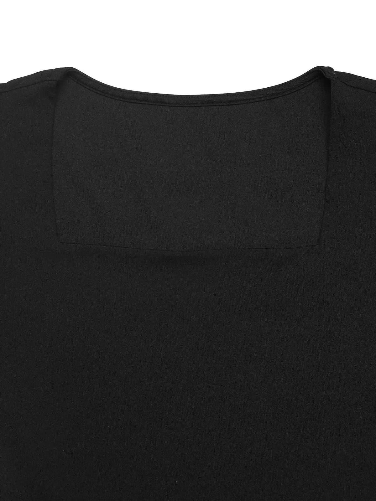 Square Neck Puff Sleeve Mesh Hem Dress 100100646887341 34 Affordable Fashion Under $100 Jerry's Apparel 