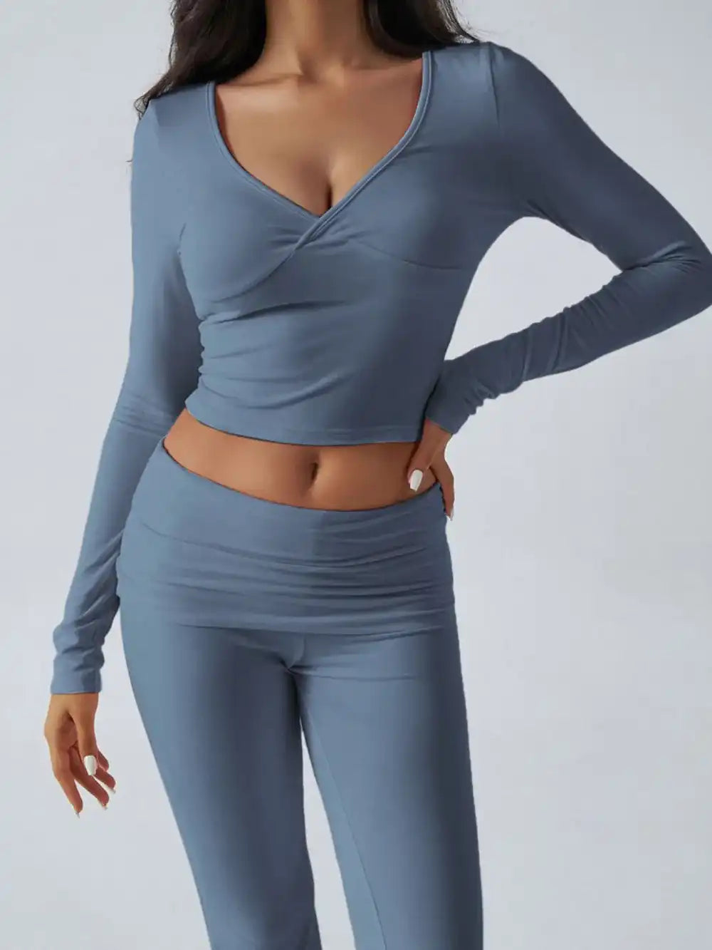 Devine Ruched Long Sleeve Top and Pants Set 100100100351065 35 Affordable Fashion Under $100 Jerry's Apparel 