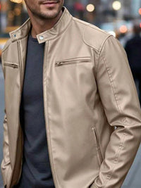 Men's Full Size Faux Leather Bomber Jacket with Zipper Pockets Plus Size 100400798610122 70 Affordable Fashion Under $100 Jerry's Apparel 