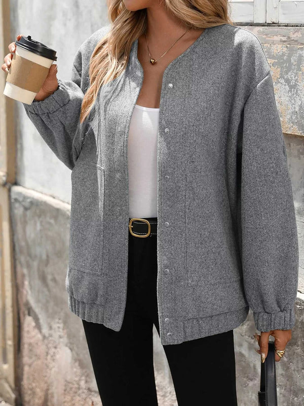 Snap Down Dropped Shoulder Jacket 100100422210368 70 Affordable Fashion Under $100 Jerry's Apparel 