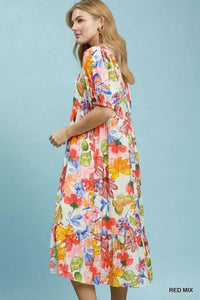 Umgee Watercolor Floral Tiered Midi Dress 100100286061904 62 Affordable Fashion Under $100 Jerry's Apparel 