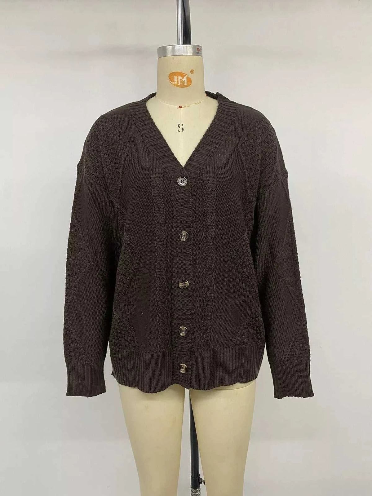 V-Neck Cable Knit Button-Down Cardigan 101002691109172 60 Women's Sweaters and Knitwear Jerry's Apparel 