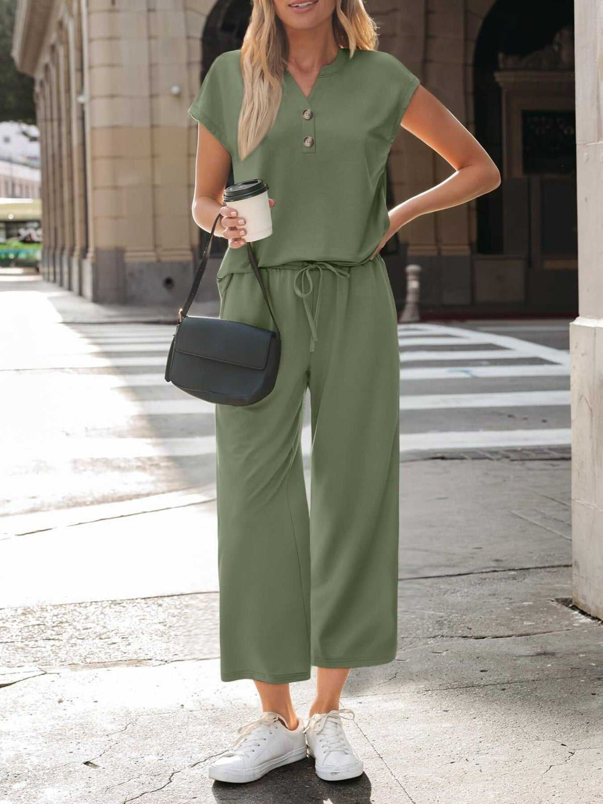 Notched Short Sleeve Top and Pants Set 100100127376521 46 Affordable Fashion Under $100 Jerry's Apparel 