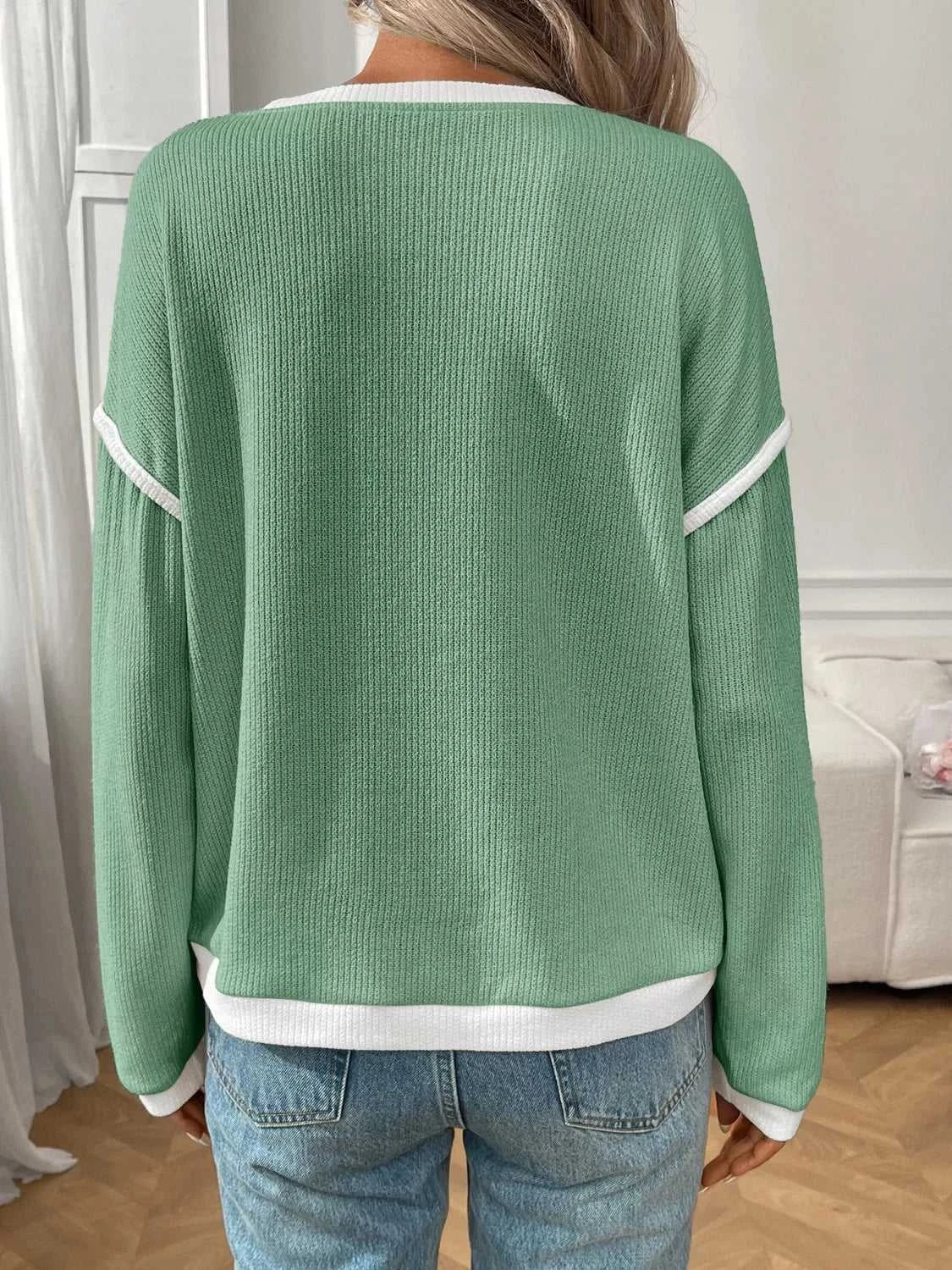 Ribbed Knit Contrast Trim Sweater 100100032701989 29 Affordable Fashion Under $100 Jerry's Apparel 