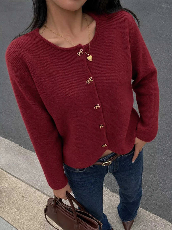 Bow Button Up Knit Cardigan 101002247637698 60 Affordable Fashion Under $100 Jerry's Apparel 