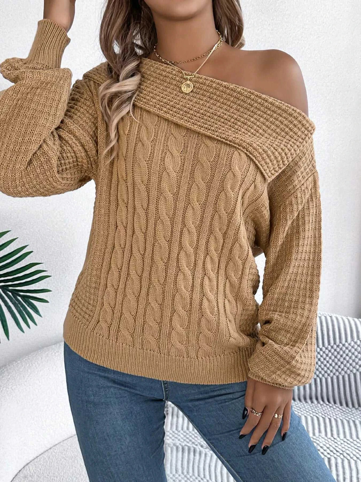 One Shoulder Cable Knit Sweater 101002219934825 38 Affordable Fashion Under $100 Jerry's Apparel 