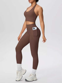 Halter Neck Crop Top and High-Waisted Leggings Active Set 101006684139191 85 Affordable Fashion Under $100 Jerry's Apparel 
