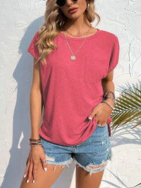 Side Slit Round Neck T-Shirt