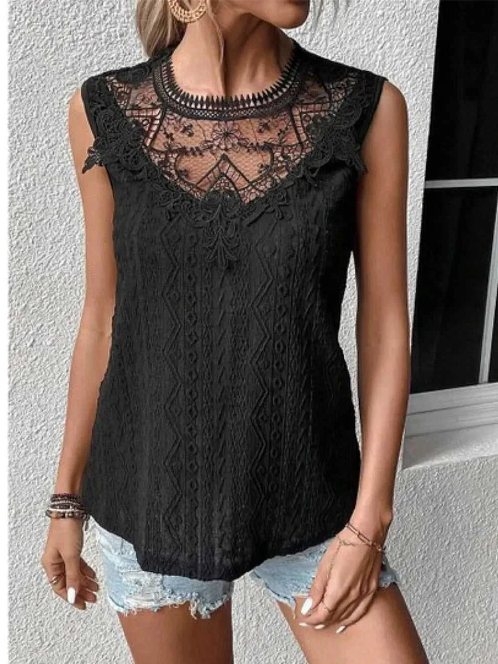 Lace Eyelet Sleeveless Top 100100054601277 29 Affordable Fashion Under $100 Jerry's Apparel 