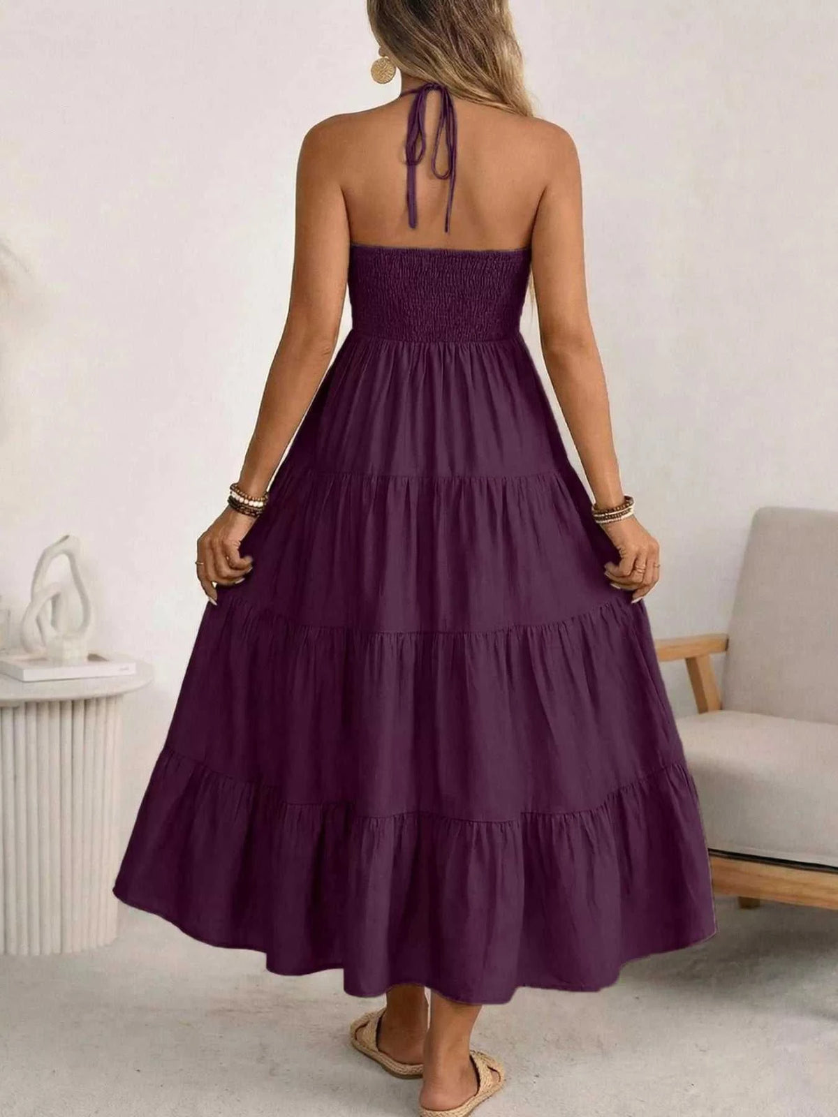 Halter Neck Tiered Midi Dress 100100171264186 44 Affordable Fashion Under $100 Jerry's Apparel 