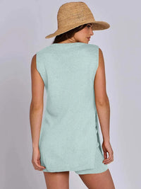 Side Slit Round Neck Tank and Ribbed Shorts Sweater Set 100100101501711 39 Affordable Fashion Under $100 Jerry's Apparel 