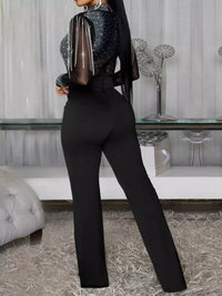 Rhinestone Embellished Mesh Long Sleeve Jumpsuit 101001129967471 84 Affordable Fashion Under $100 Jerry's Apparel 